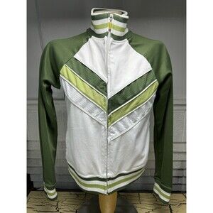 VTG Billabong Active Zip Up Jacket Sweatshirt Juniors Size L Retro Green White